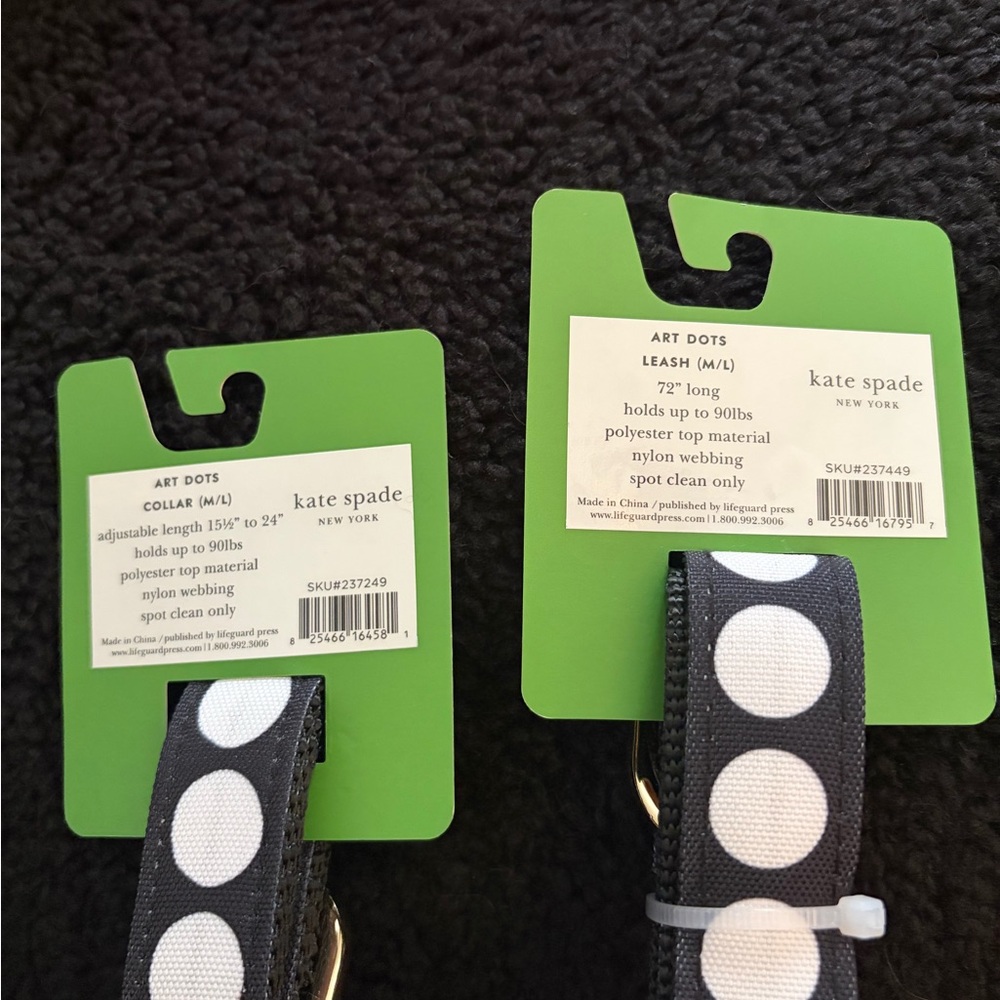 kate spade black and white polka dot leash & collar set - Picture 2 of 3